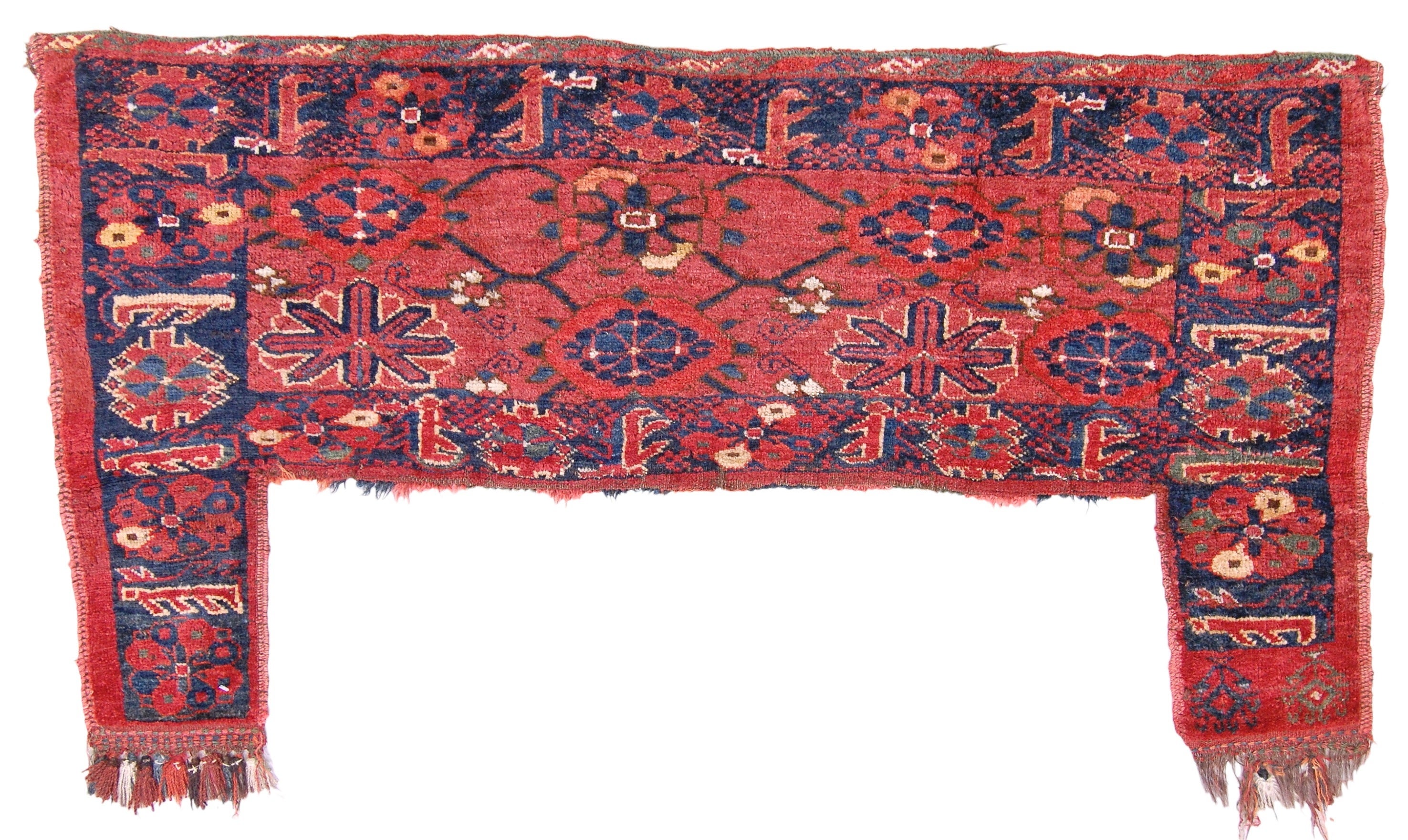 Roter Bashir-Kapunuk-Teppich aus dem späten 19. Jahrhundert mit Blumen- und Gittermuster im Angebot