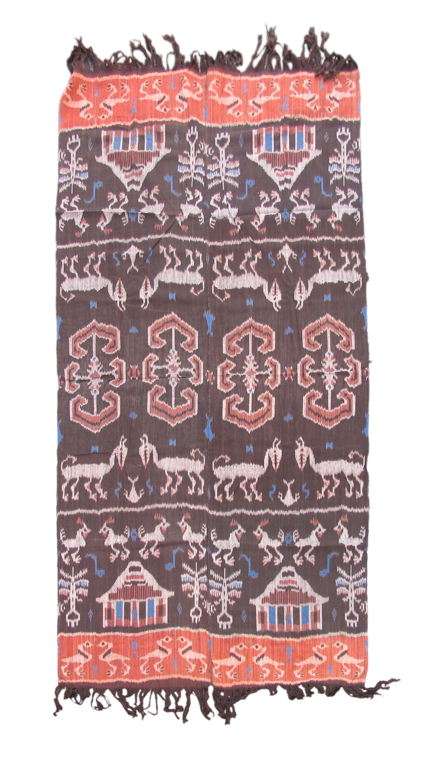 20th Century Vintage Geometric Ikat Textile Rug