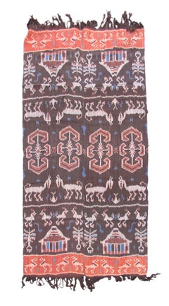 Tessile Ikat geometrico indonesiano d'epoca, 20° secolo