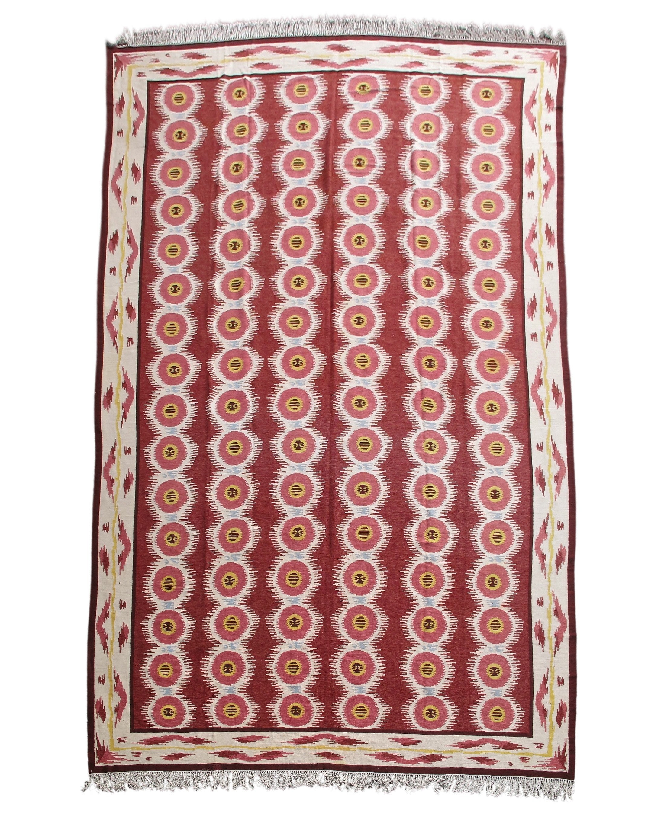 20th Century Red and White Swedish Kilim Carpet