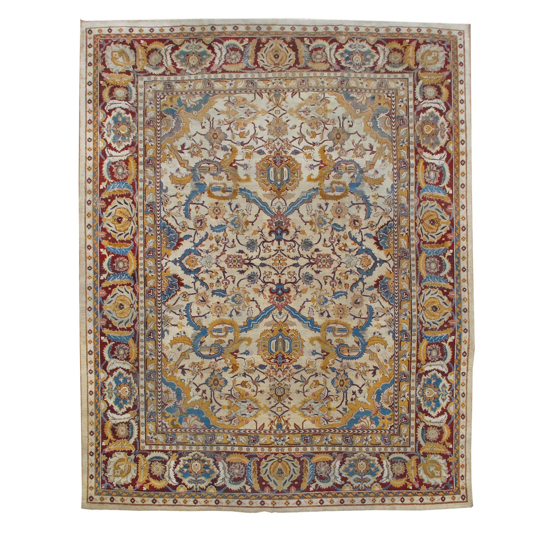 Late 19th Century Indian Ivory Amritsar Rug with Detailed Palmettes