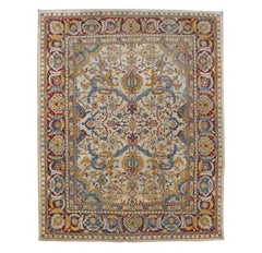 Used Late 19th Century Indian Ivory Amritsar Rug with Detailed Palmettes
