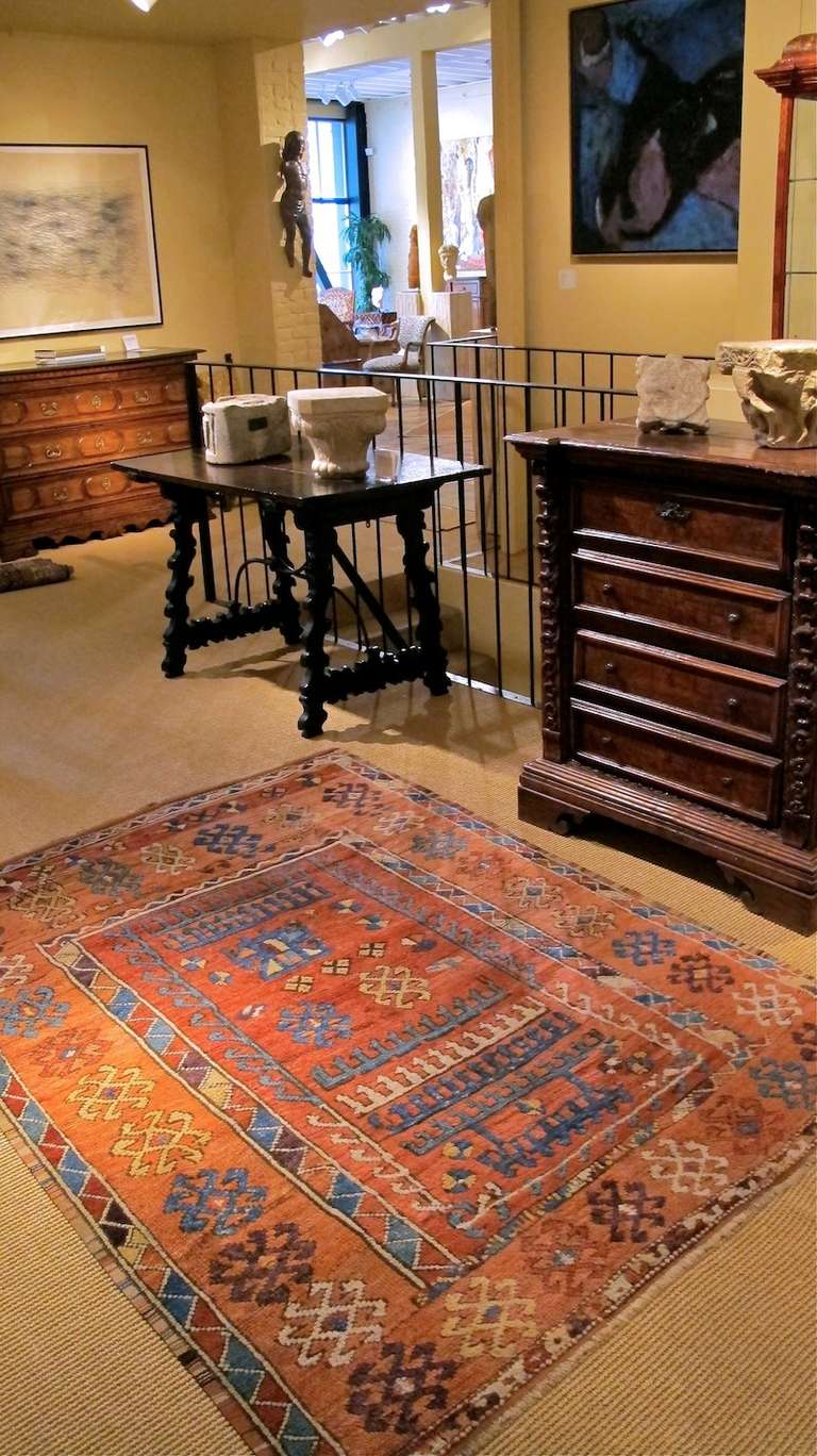 Antique Turkish village weavings are known for their dynamic geometric drawing and adept use of the color wheel. This piece from the Konya region of central Anatolia was woven approximately two hundred years ago with the finest hand-spun wool and