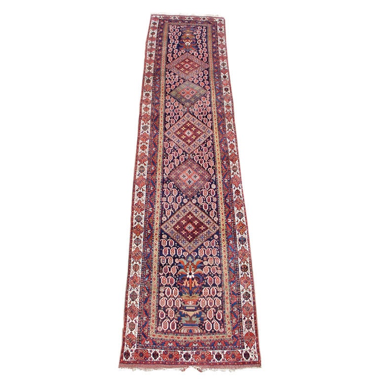 Afshar Runner with Unusual Mix of Nomadic and Urban Design Motifs, circa 1900 For Sale