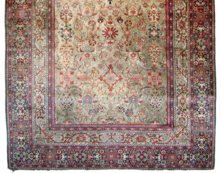 19th Century Silk Fereghan Prayer Rug