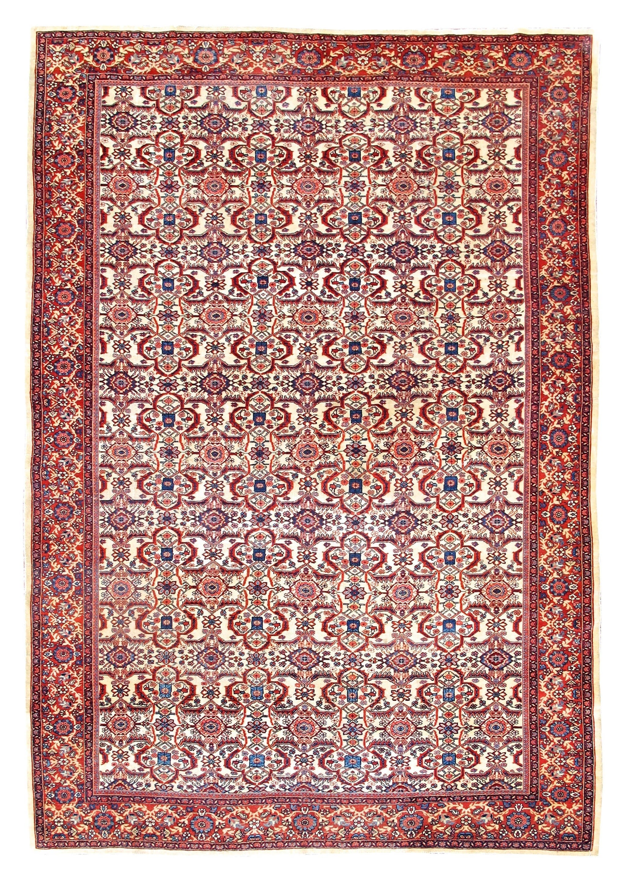 Late 19th Century Red Fereghan Sarouk Carpet with Ivory Field