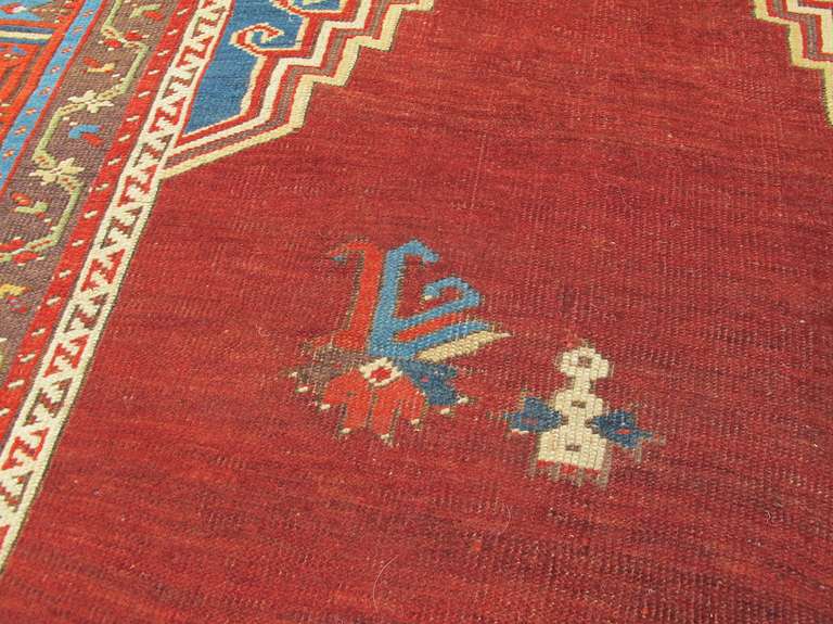Mid 19th Century Red Turkish Ladik Rug In Good Condition For Sale In San Francisco, CA