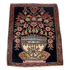 Boldly Designed Vase of Flowers Mohajeran Sarouk Mat, circa 1900 Boldly Designed Vase of Flowers Mohajeran Sarouk Mat, circa 1900
