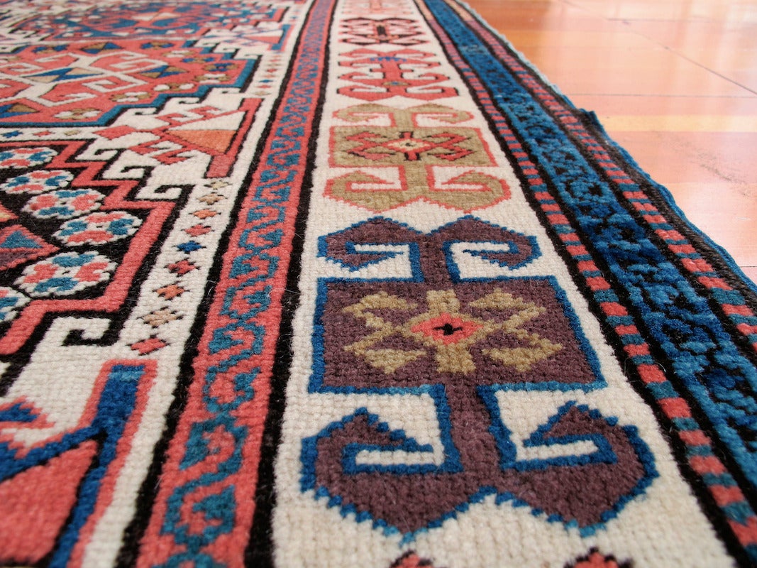 Hand-Woven Dynamic Caucasian Akstafa Rug