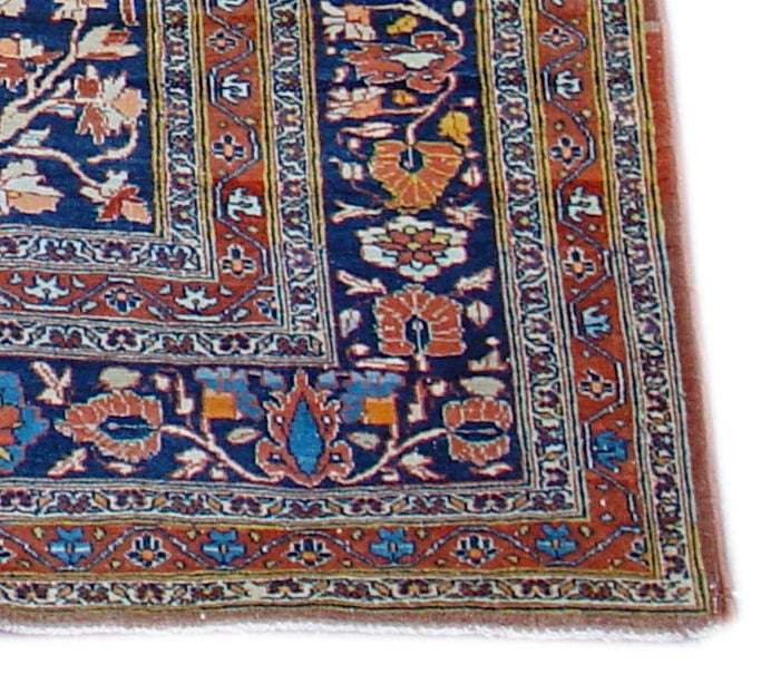 Persian Tabriz Rug  with sky blues from the late 19th Century For Sale 1