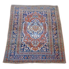 Persian Tabriz Rug with Classic Medallion with Sky Blues from 19th Century 11