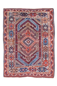 Mid 19th Century Red and Blue Karakechili Rug with White Highlights