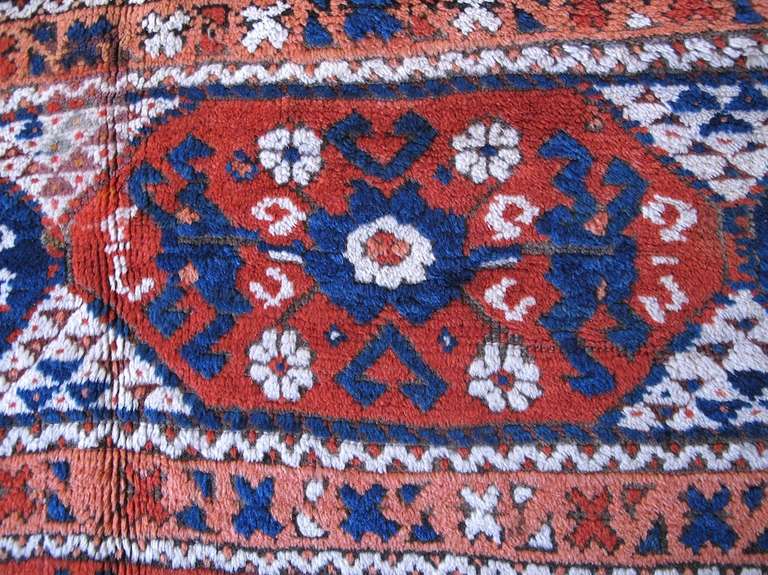 Mid 19th Century Red and Blue Karakechili Rug with White Highlights 2