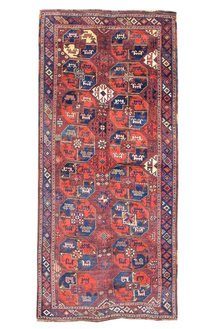 This rug belongs to a group of Central Asian weavings that still poses significant questions to admirers of Central Asian rugs. Until the late 20th century, virtually nothing of this group was known. Aside from few obscure citations by ethnographers