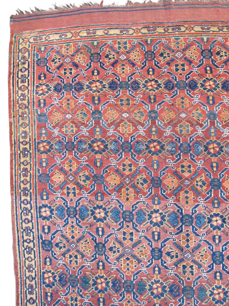 Weavings known in the market as Bashir were woven in several locations in the cities and villages along the Oxus River in what is now Uzbekistan. Rugs and carpets of this type often combine persianate drawing with motifs derived from the local