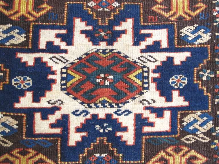 Late 19th Century Lesghi Star Caucasian Runner Rug with Seven Stars 2