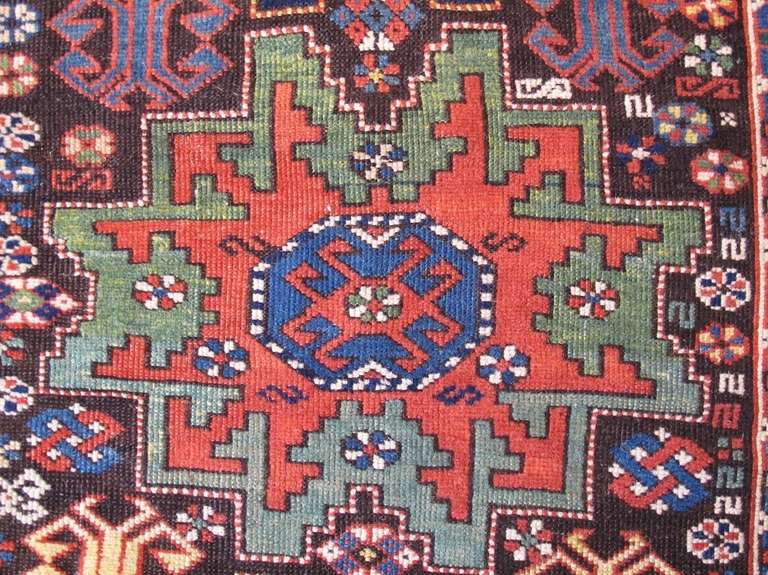 Late 19th Century Lesghi Star Caucasian Runner Rug with Seven Stars 1