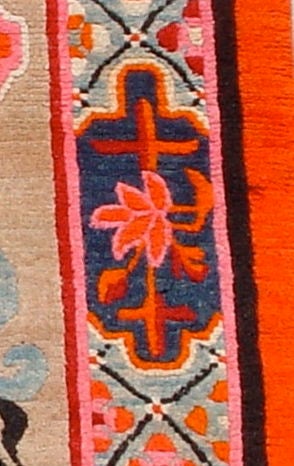 Vintage Brilliantly Hued Lotus Blossom Tibetan Rug In Excellent Condition For Sale In San Francisco, CA
