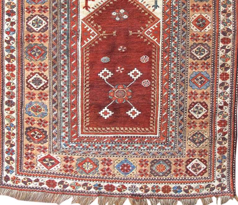 Turkish 19th Century Warm Red Melas Prayer Rug For Sale