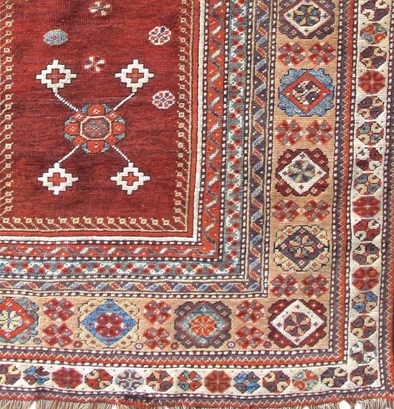 19th Century Warm Red Melas Prayer Rug In Excellent Condition For Sale In San Francisco, CA