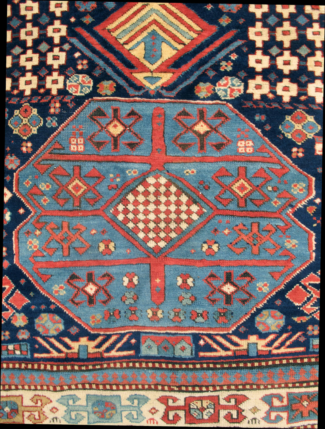 Hand-Knotted Celestial Akstafa Caucasian Rug