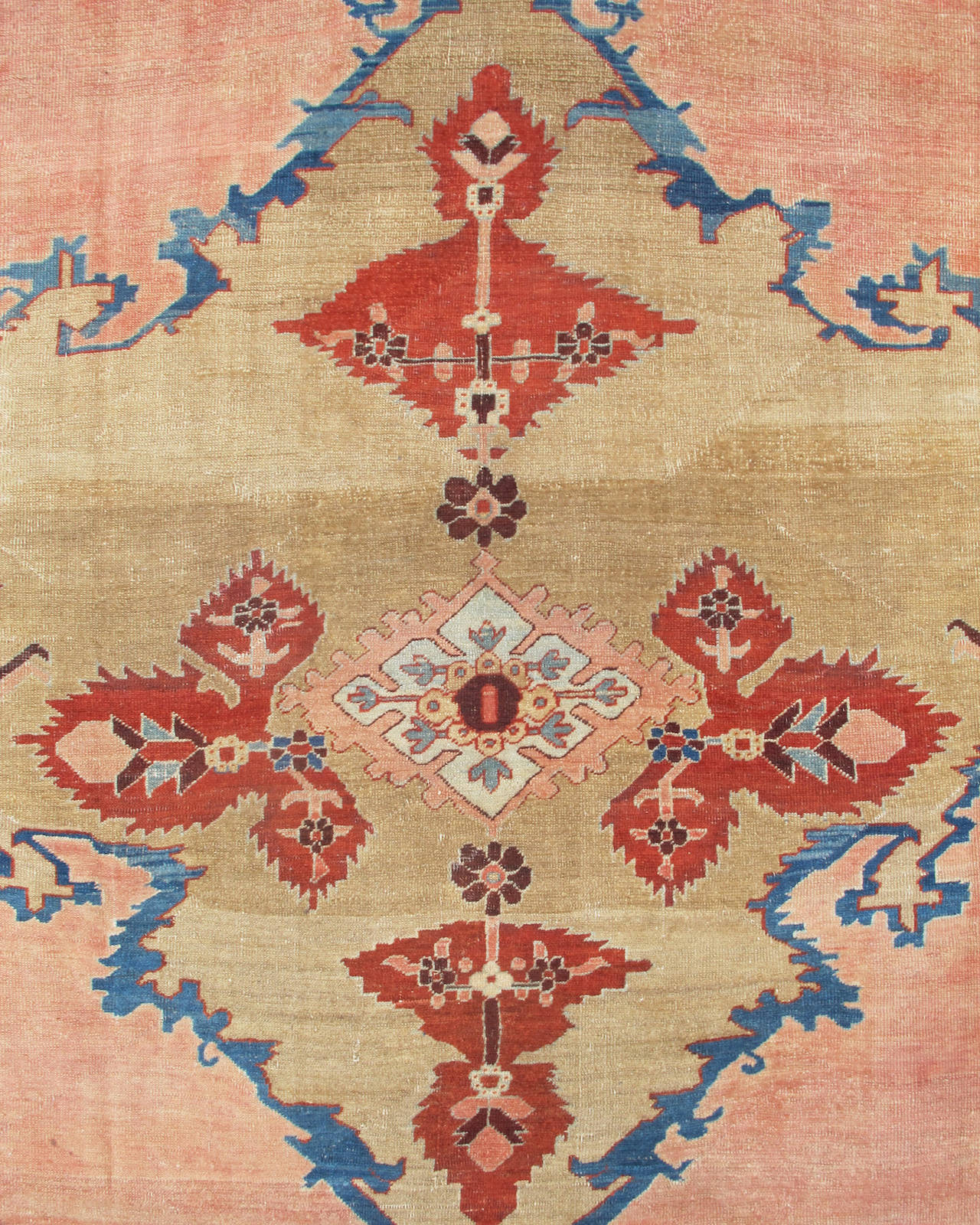 Hand-Knotted Rare Mid 19th Century Rose Madder Proto Serapi Carpet