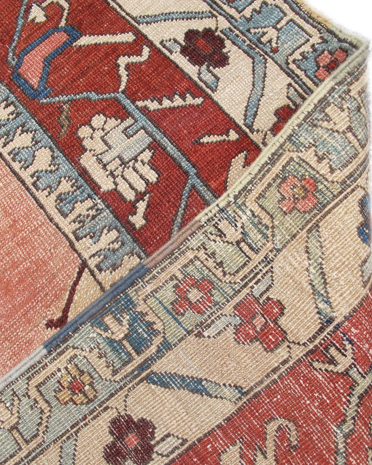 Wool Rare Mid 19th Century Rose Madder Proto Serapi Carpet