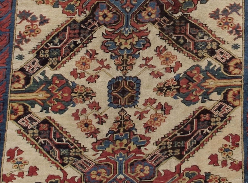 Rugs, particularly long rugs and runners, with this idiosyncratic eight pointed or double-quatrefoil design have traditionally been designated Seichor in the trade and attributed to the Kuba region of the southeast Caucasus by the Caspian sea.