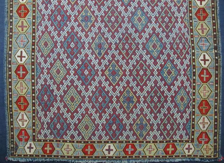 Wool 19th Century Fine Silk Flat-Weave For Sale