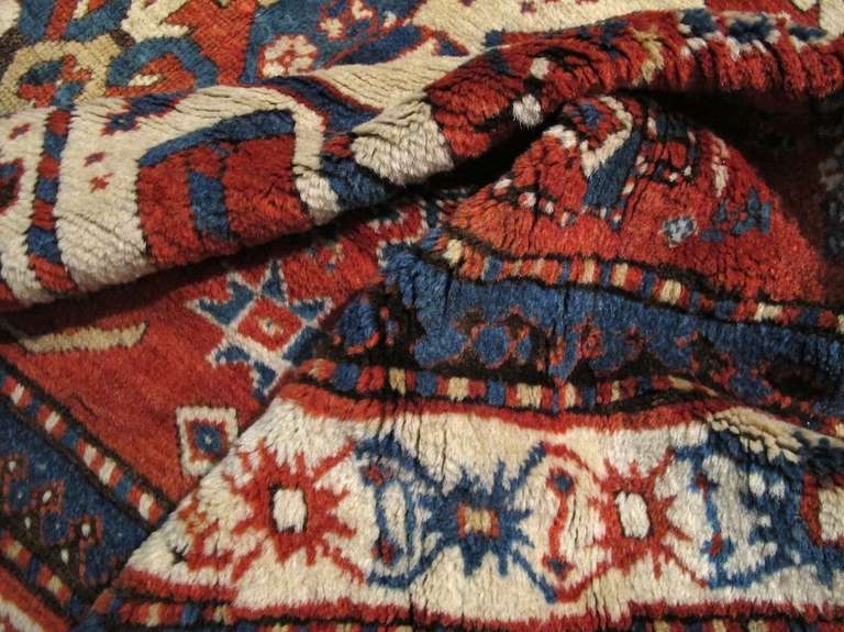 19th Century Red and Blue Eagle Karabagh Rug In Excellent Condition For Sale In San Francisco, CA