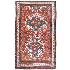 Antique 19th Century Red and Blue Eagle Karabagh Rug