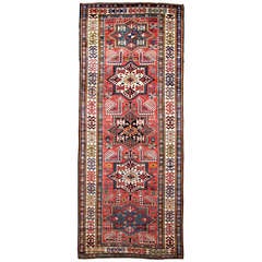 Late 19th Century Red Akstafa Caucasian Rug with Bird Patterns