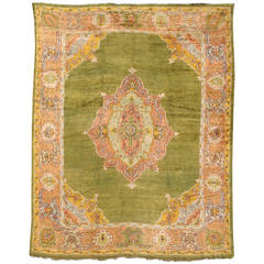 Classic Oushak Carpet with Art Nouveau Flair 1
