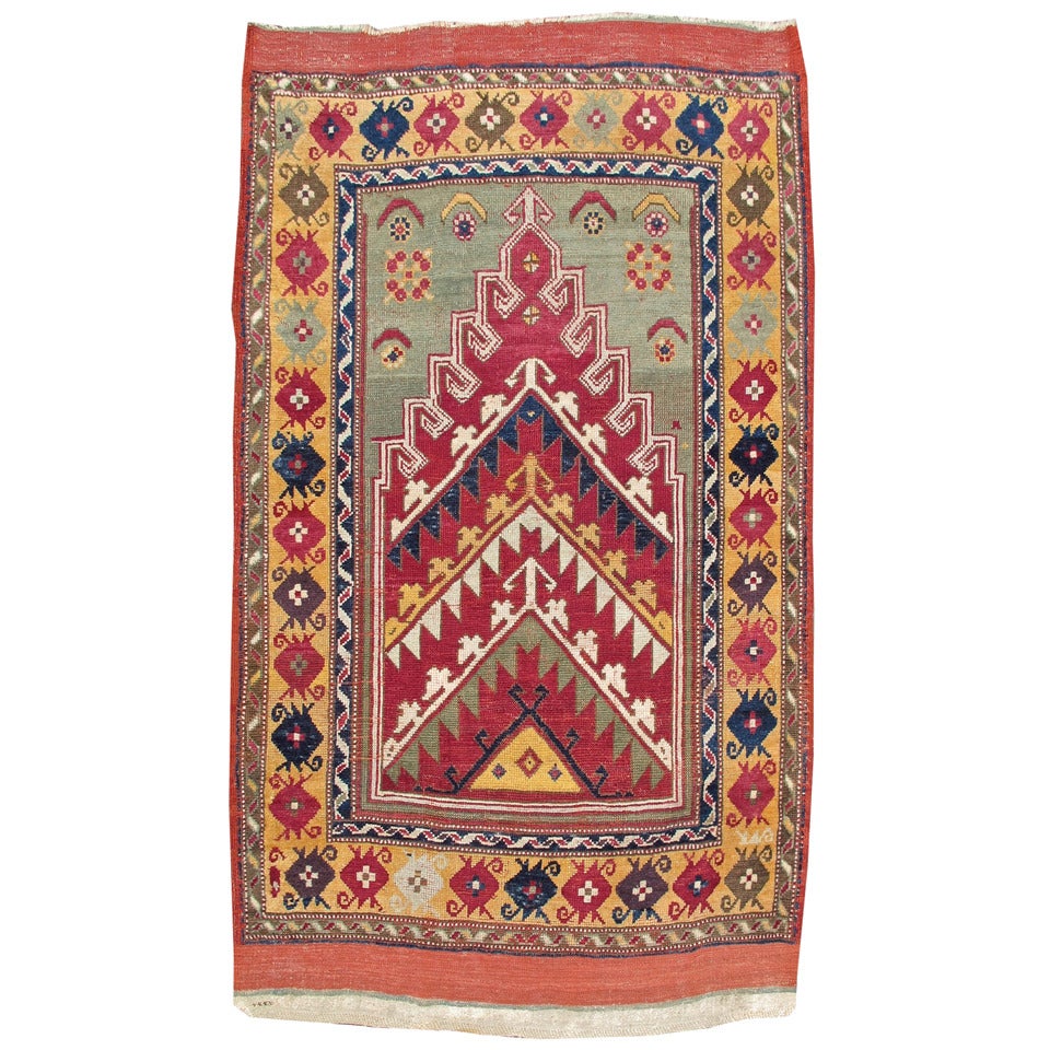 19th Century Multi-Colored Kirshehir Prayer Rug