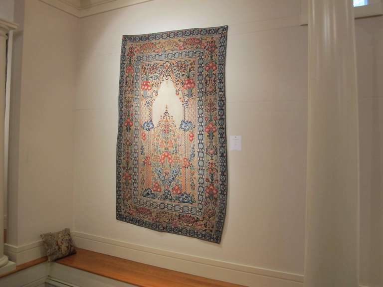 Bosnian 18th Century Ottoman Applique and Embroidered Textile with Blue and Red Tones For Sale