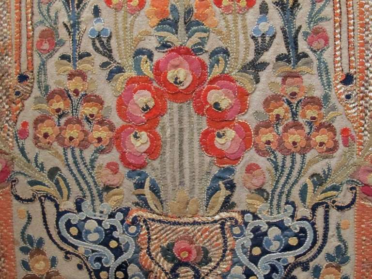 18th Century Ottoman Applique and Embroidered Textile with Blue and Red Tones In Excellent Condition For Sale In San Francisco, CA