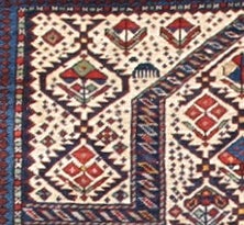 Caucasian Mid 19th Century Red and Ivory Colored Shirvan Prayer Rug For Sale