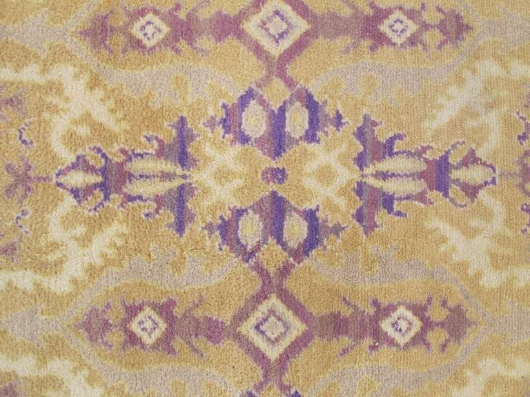 Early 20th Century Gold Colored Spanish Carpet with Voilet Patterns For Sale 4