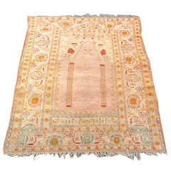 Elegant and Soft Oushak Prayer Scatter Rug 2