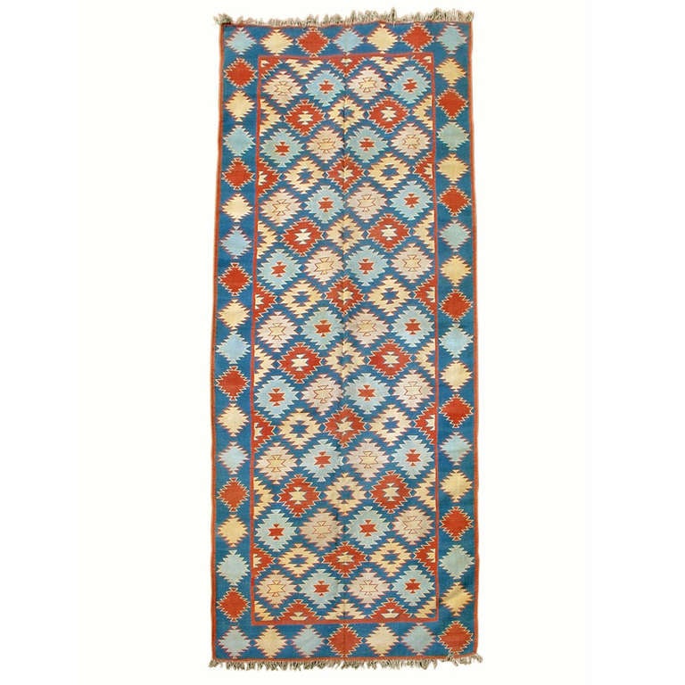 Early 20th Century Indigo Blue Dhurrie Rug For At 1stdibs Early 20th Century Indigo Blue Dhurrie Rug For