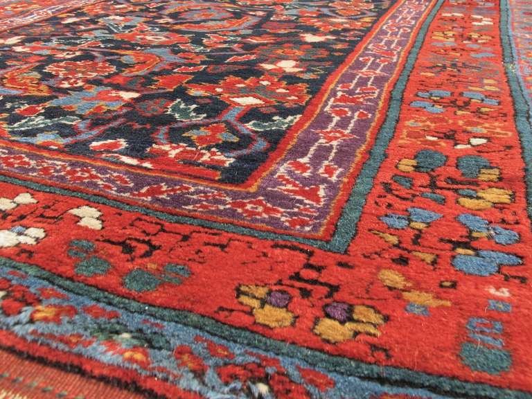 Wool Mid 19th Century Northwest Persian Runner Rug with Leaf and Palmette Pattern