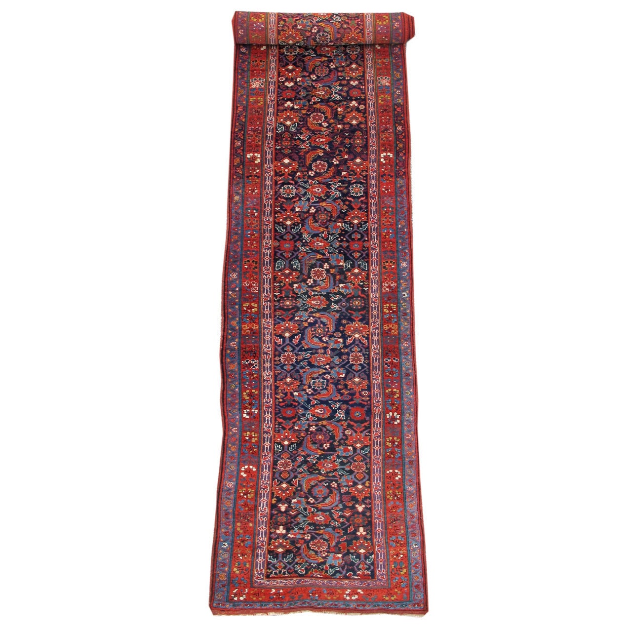 Mid 19th Century Northwest Persian Runner Rug with Leaf and Palmette Pattern