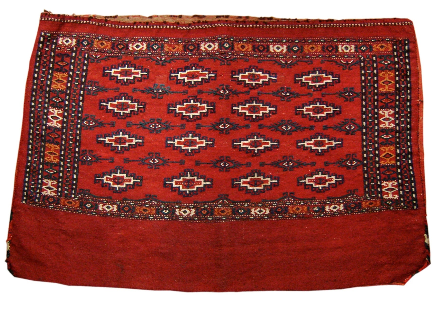 Early 20th Century Red Yomut Embroidered Chuval Tent Bag with White Highlights