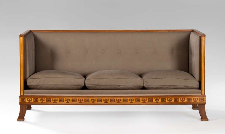 Art Deco Carl Malmsten: A Luxurious Satinwood and Walnut Sofa