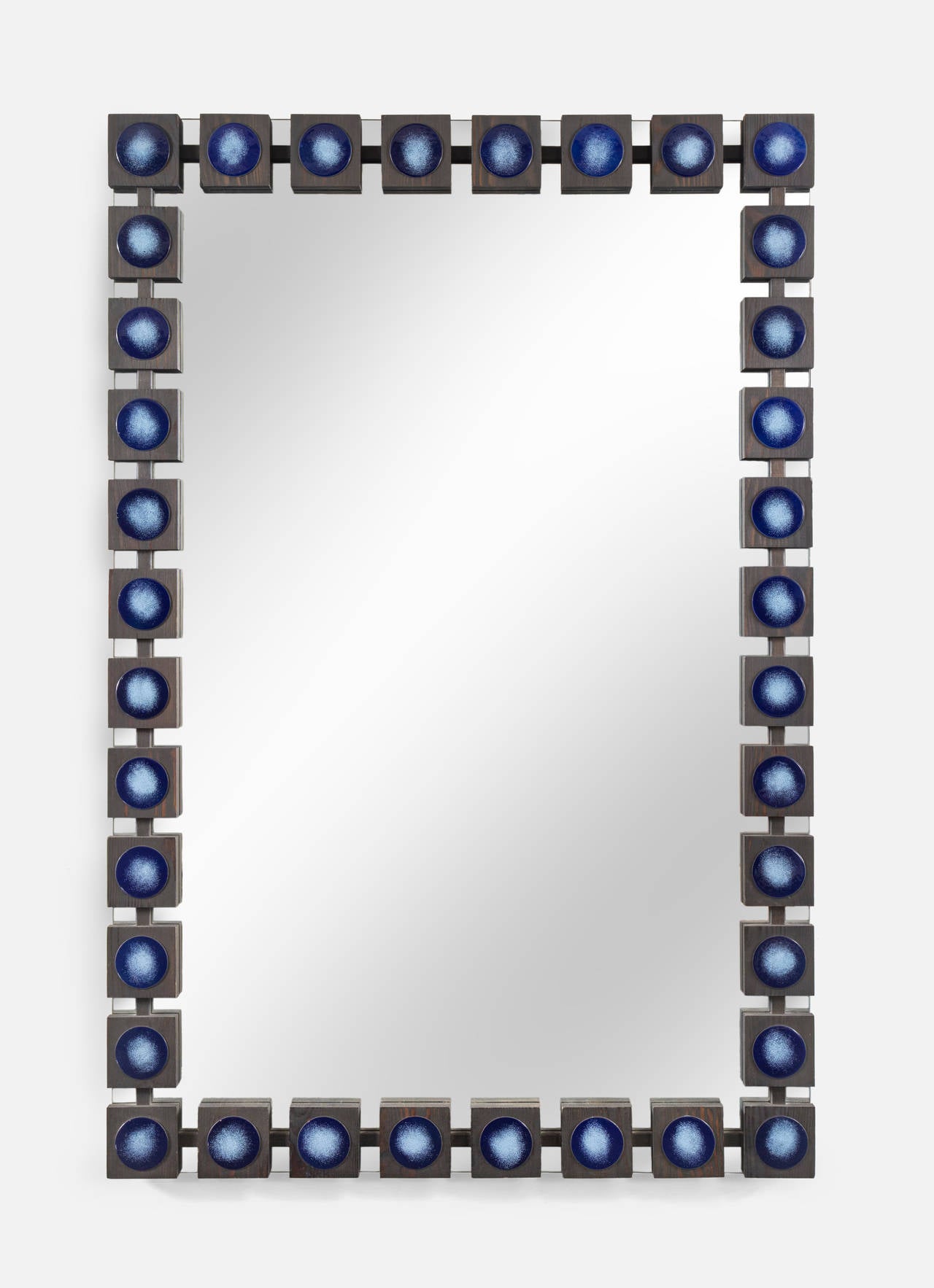 Ab Glass and Tra, a Pair of Large Enameled Copper and Wood Mirrors at