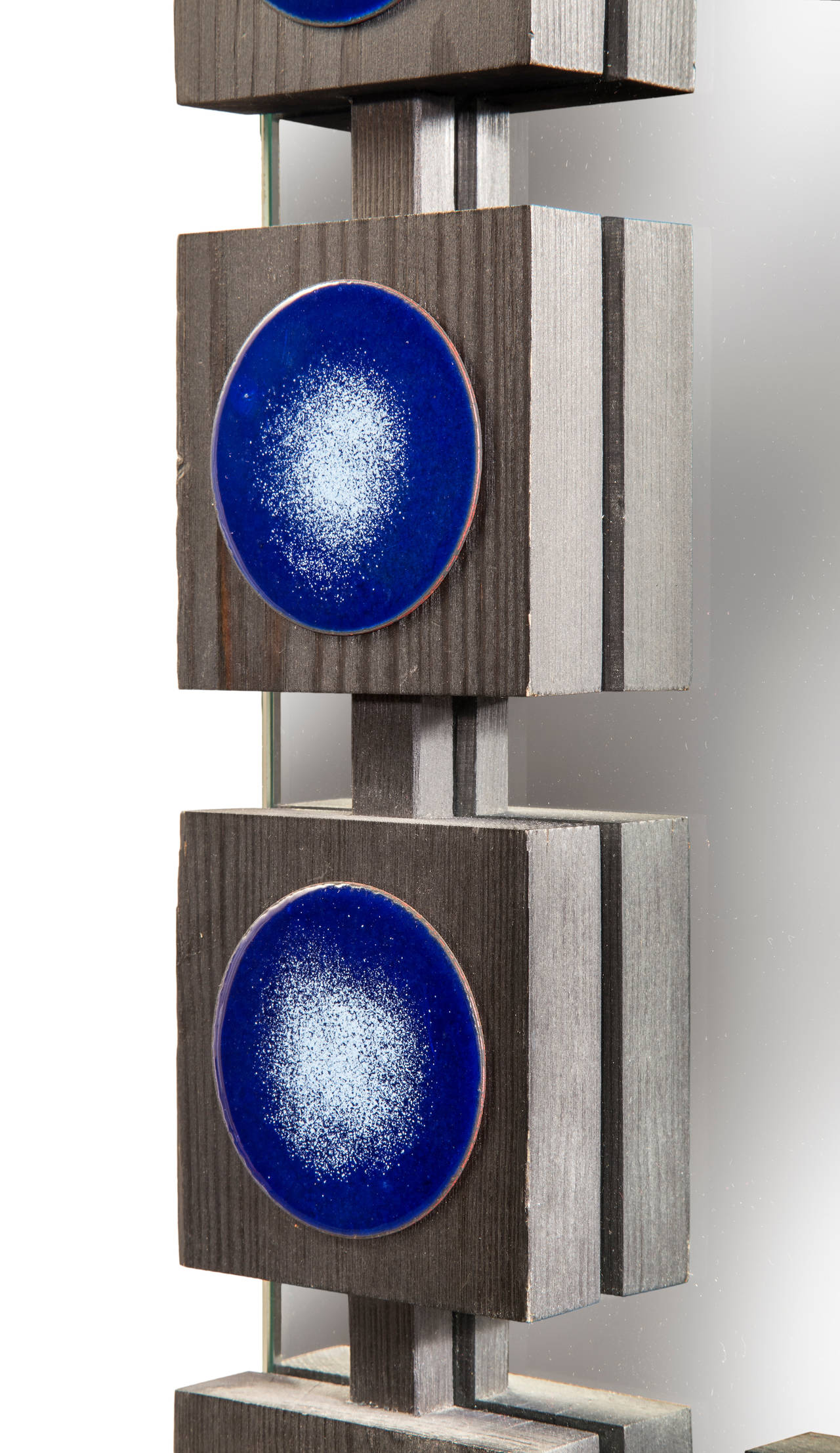 Ab Glass and Tra, a Pair of Large Enameled Copper and Wood Mirrors at