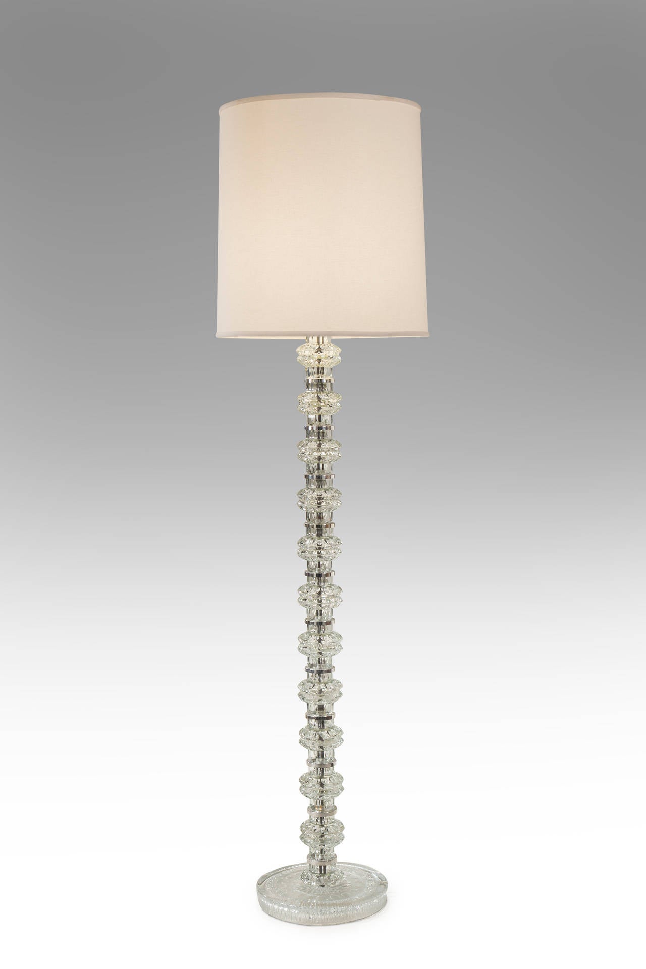Mid-Century Modern Carl Fagerlund for Orrefors, a Pair of Facetted Glass Floor Lamps