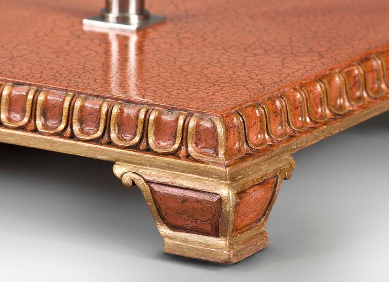 A Nickel, Parcel-Gilt and Crackled Lacquer Adjustable Table by Axel Einar Hjorth For Sale 1