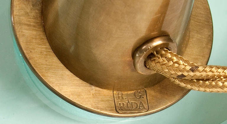 Roberto Rida : Grande paire de lampes Doppio Conetto réglables en laiton et verre vintage 1