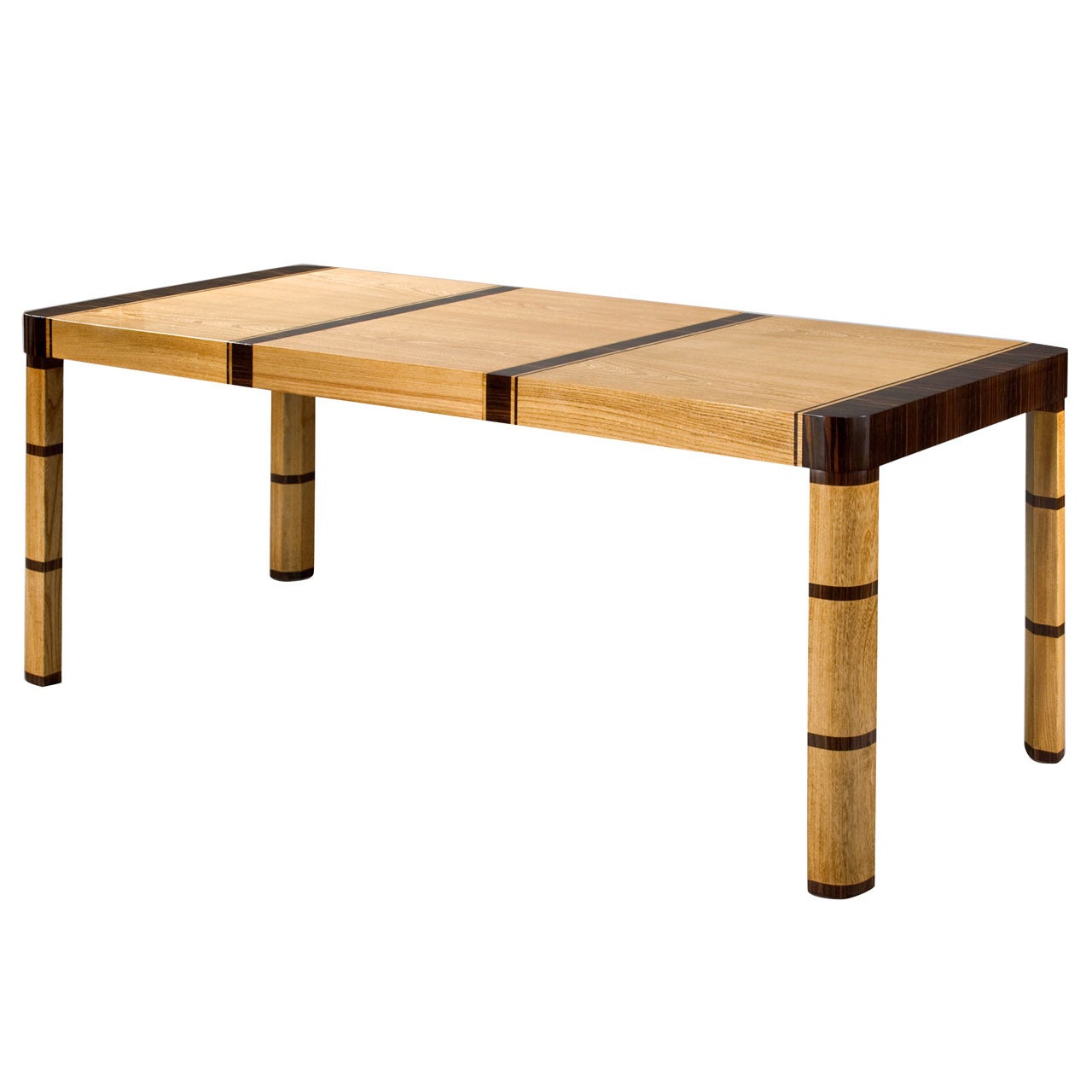 An Elm & Macassar Extendable Dining Table by Otto Schulz